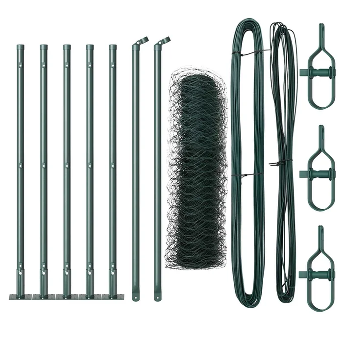 vidaXL Reja con postes Verde 0.6 x 10 m Acero recubierto de PVC (4)