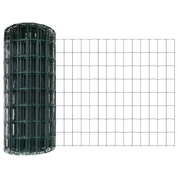 vidaXL Reja con postes Verde 0.8 x 10 m Acero (12)