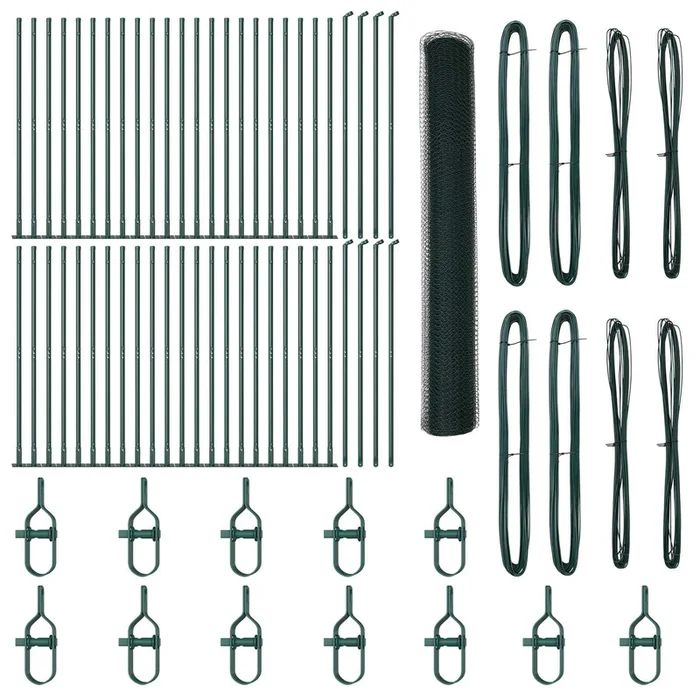 vidaXL Reja con postes Verde 1.2 x 100 m Acero recubierto de PVC