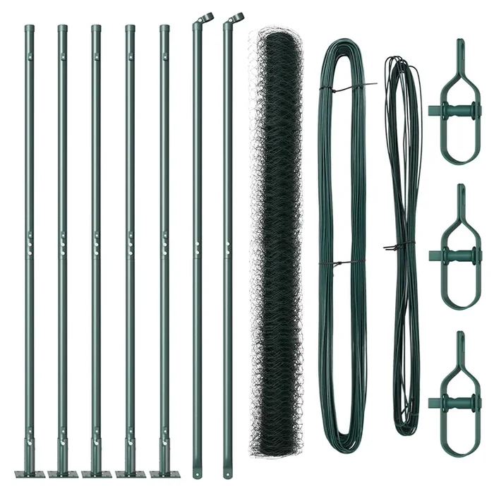 vidaXL Reja con postes Verde 1.4 x 10 m Acero recubierto de PVC (4)