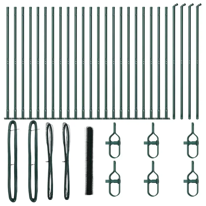 vidaXL Reja con postes Verde 1.4 x 50 m Acero recubierto de PVC (3)