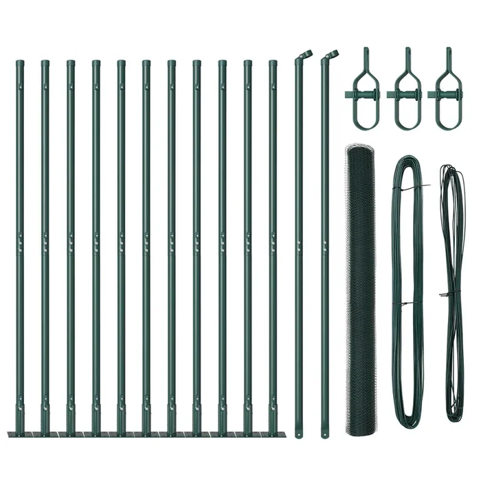 vidaXL Reja con postes Verde 1.6 x 25 m Acero recubierto de PVC (2)
