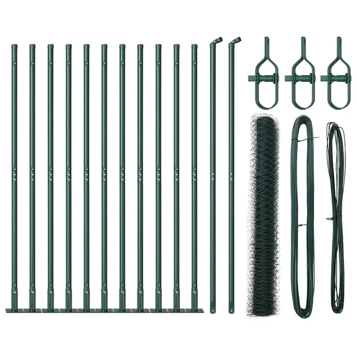 vidaXL Reja con postes Verde 1 x 25 m Acero recubierto de PVC (2)
