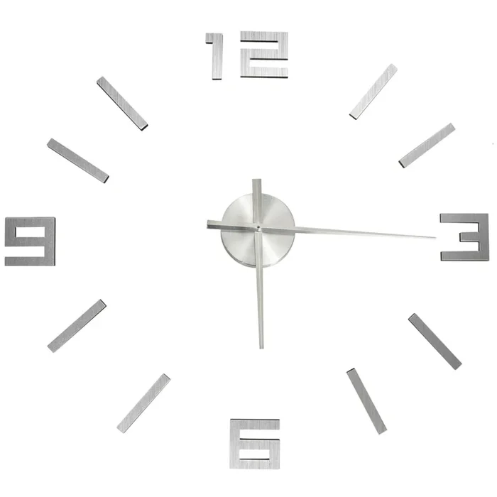 vidaXL Reloj 3D de pared con diseño moderno plateado 100 cm XXL (2)