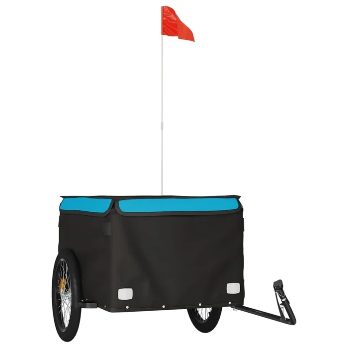 vidaXL Remolque para bicicleta hierro negro y azul 45 kg (3)