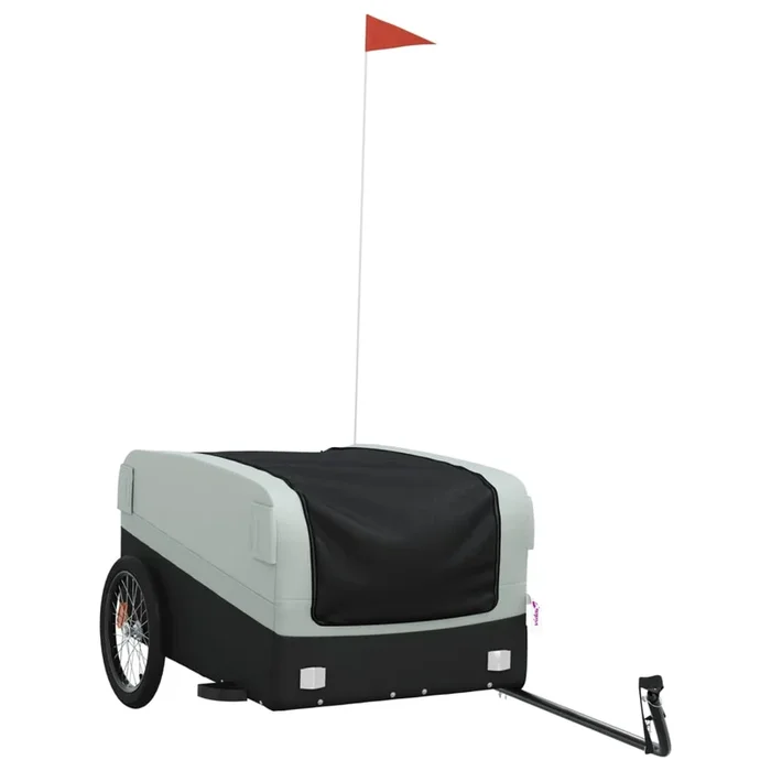 vidaXL Remolque para bicicleta hierro negro y gris 45 kg (2)