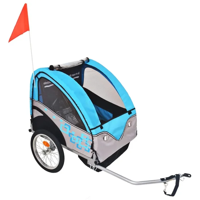 vidaXL Remolque para bicicletas gris y azul 30 kg
