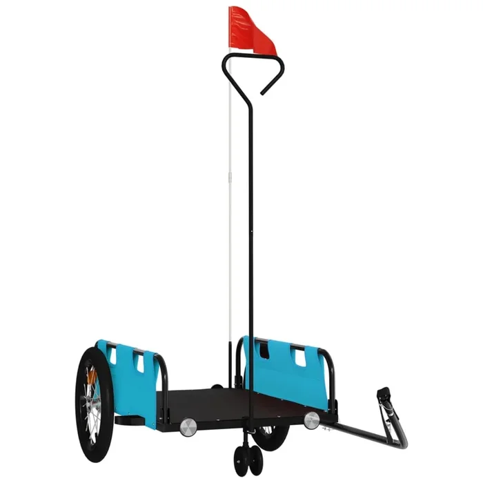vidaXL Remolque para bicicletas hierro y tela Oxford azul (3)