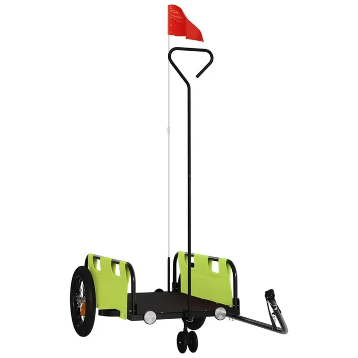 vidaXL Remolque para bicicletas hierro y tela Oxford verde (2)