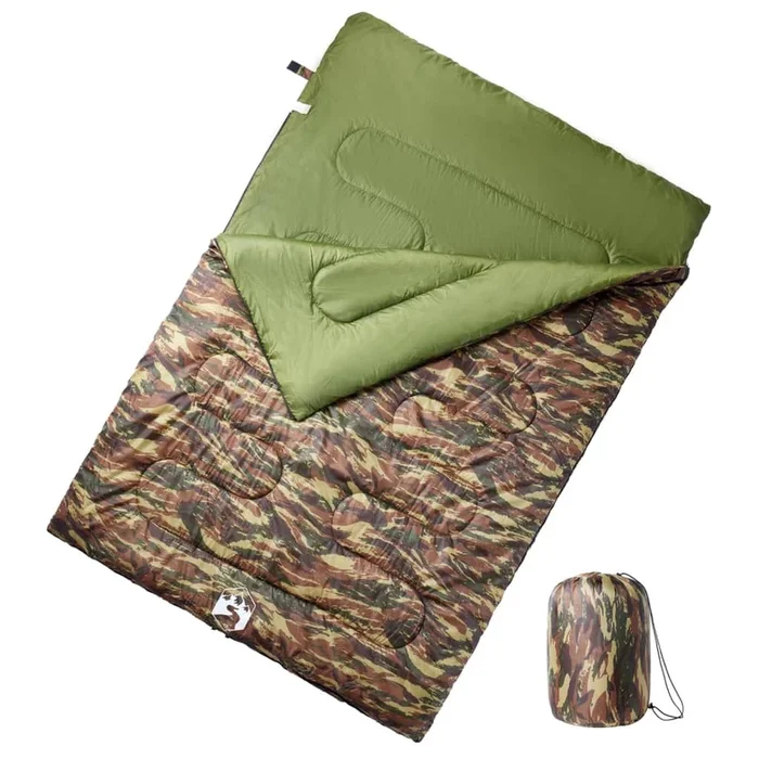 vidaXL Saco de dormir doble y almohadas camping adultos 3-4 estaciones (2)