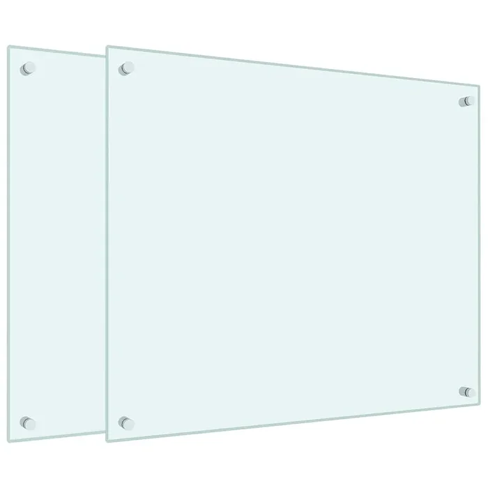 vidaXL Salpicaderos de cocina 2 uds vidrio templado blanco 70×60 cm