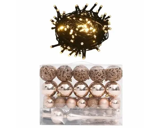 vidaXL set de bolas de navidad 61 pzas con pico 150 LED oro rosa | Brico Depôt Soddisfatti O Rimborsati