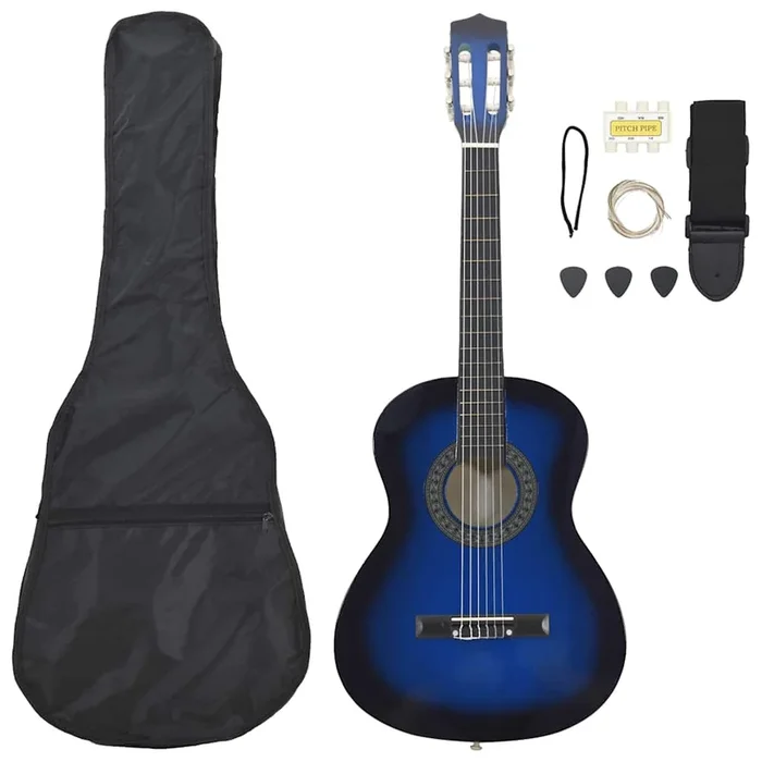 vidaXL Set de guitarra clásica para principiantes 8 pzas azul 3/4 36″