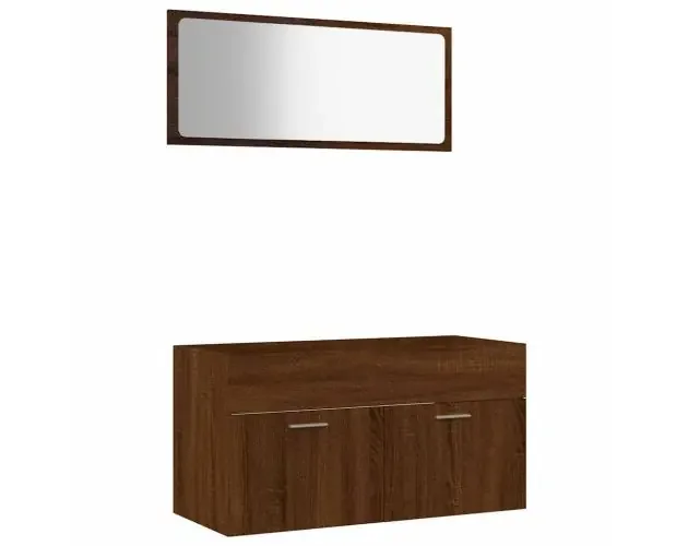 vidaXL set de muebles baño 2 pzas madera contrachapada marrón roble | Brico Depôt Offerta Del Giorno