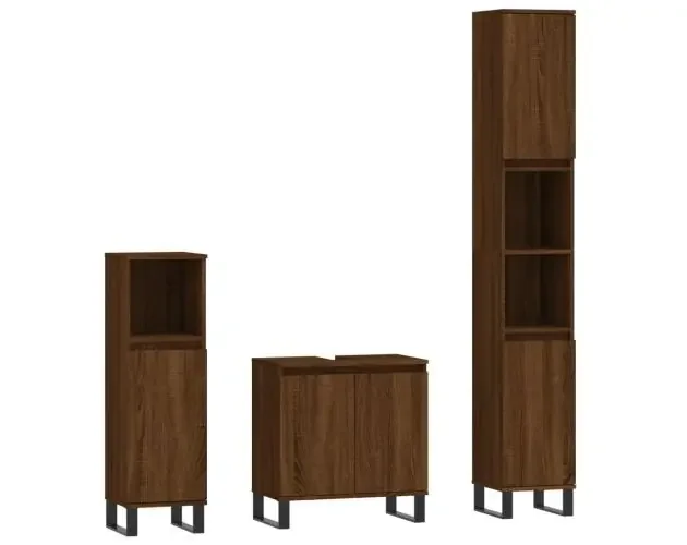 vidaXL set de muebles de baño 3 pzas madera contrachapada roble marrón | Brico Depôt Ultime Pezzi