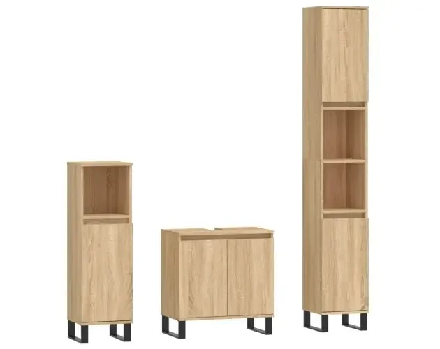 vidaXL set de muebles de baño 3 pzas madera contrachapada roble sonoma | Brico Depôt Compra Online
