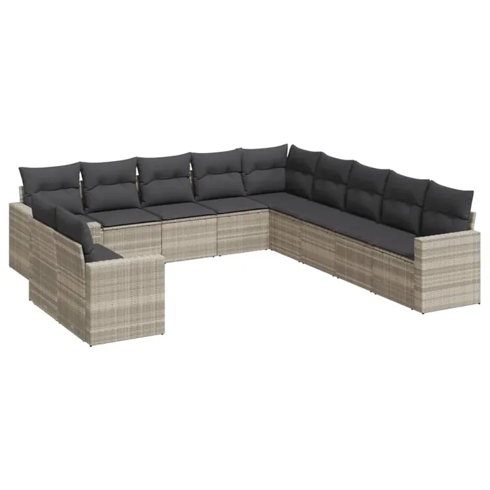 vidaXL Set de sofás de jardín 11 pzas y cojines ratán sintético gris (126)
