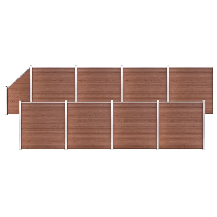 vidaXL Set de valla 8 cuadradas + 1 oblicua WPC marrón 1484×186 cm