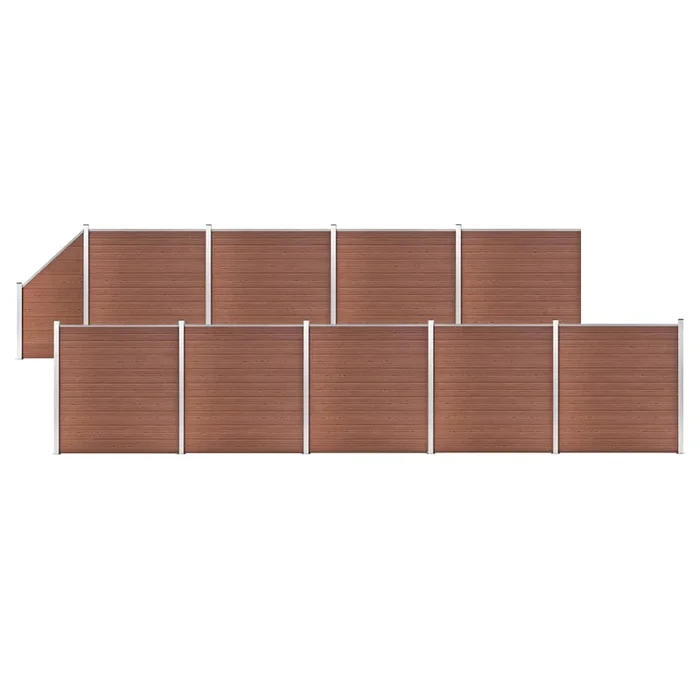 vidaXL Set de valla 9 cuadradas + 1 oblicua WPC marrón 1657×186 cm