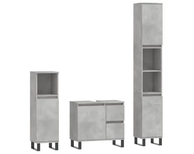 vidaXL set muebles de baño 2 piezas madera contrachapada gris hormigón | Brico Depôt Autentico
