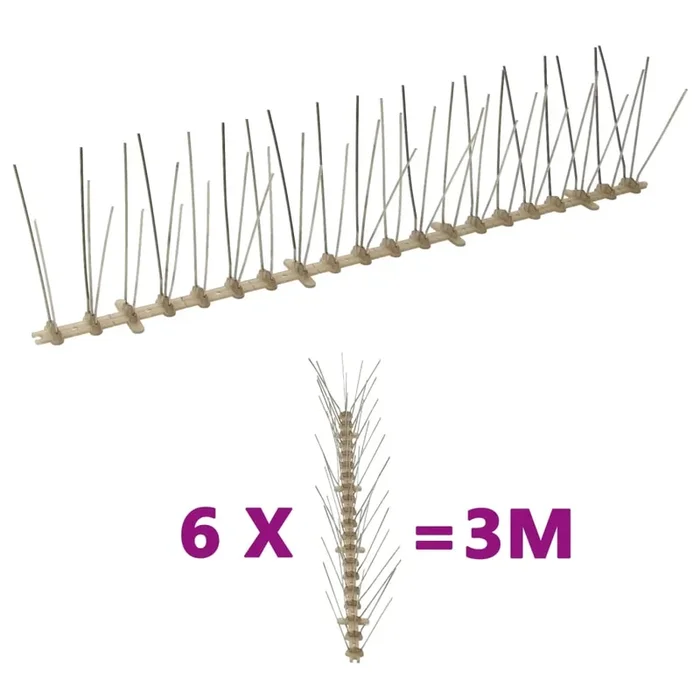 vidaXL Sets de 5 hileras de pinchos contra pájaros y palomas 6 uds 10m