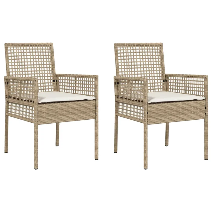 vidaXL Silla de Jardín 2 pcs Beige 53 x 60 x 85cm ratán sintético