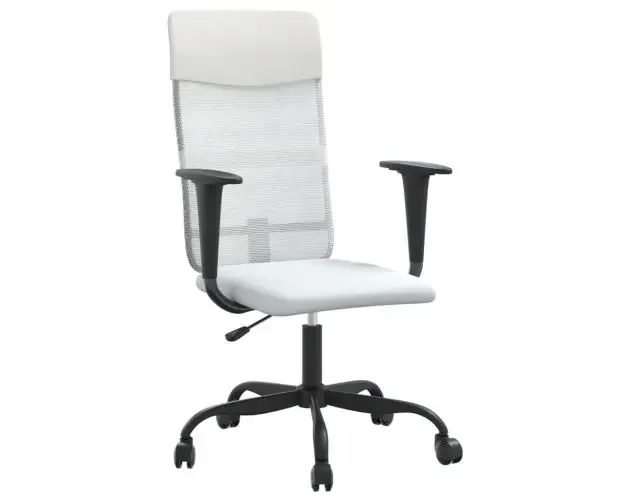 vidaXL silla de oficina altura ajustable tela malla y cuero pe blanco | Brico Depôt Affare