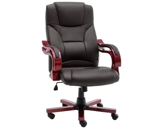 vidaXL silla de oficina de cuero auténtico marrón | Brico Depôt Affare