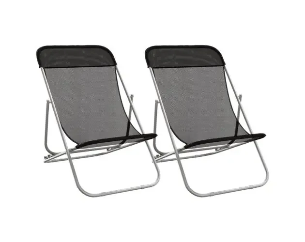 vidaXL silla de playa plegable 2 uds acero recubierto textilene negro | Brico Depôt Ultime Pezzi