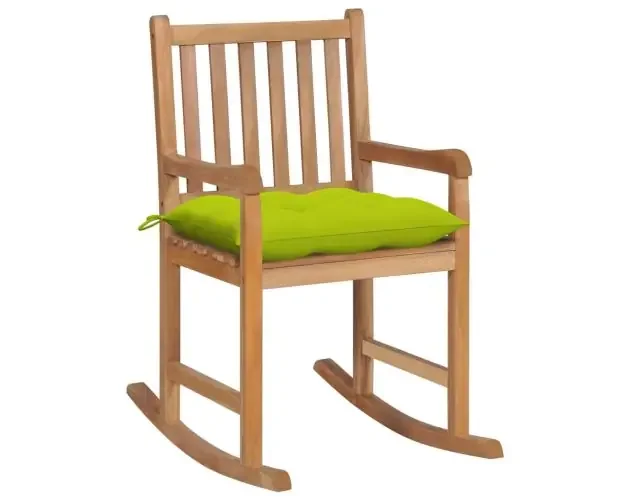 vidaXL silla mecedora de madera maciza teca con cojín verde brillante | Brico Depôt Compra Online