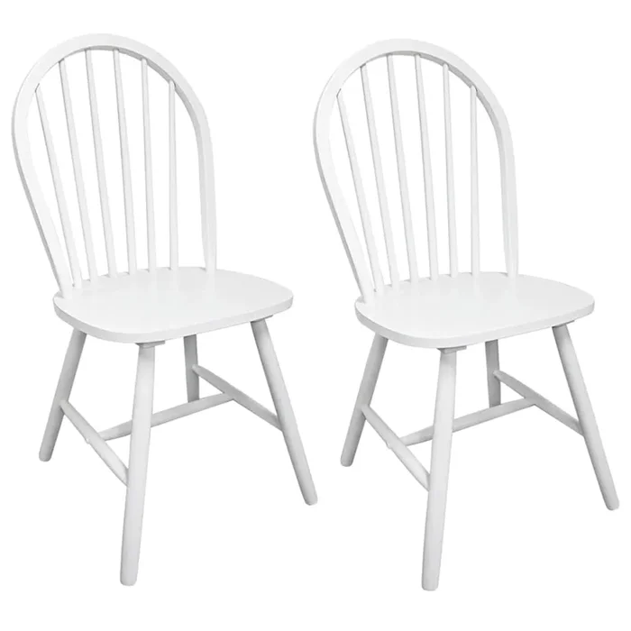 vidaXL Sillas de comedor 2 unidades madera maciza de caucho blanco (2)