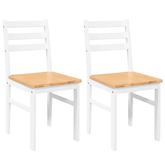vidaXL Sillas de comedor 2 unidades madera maciza de caucho blanco (25)