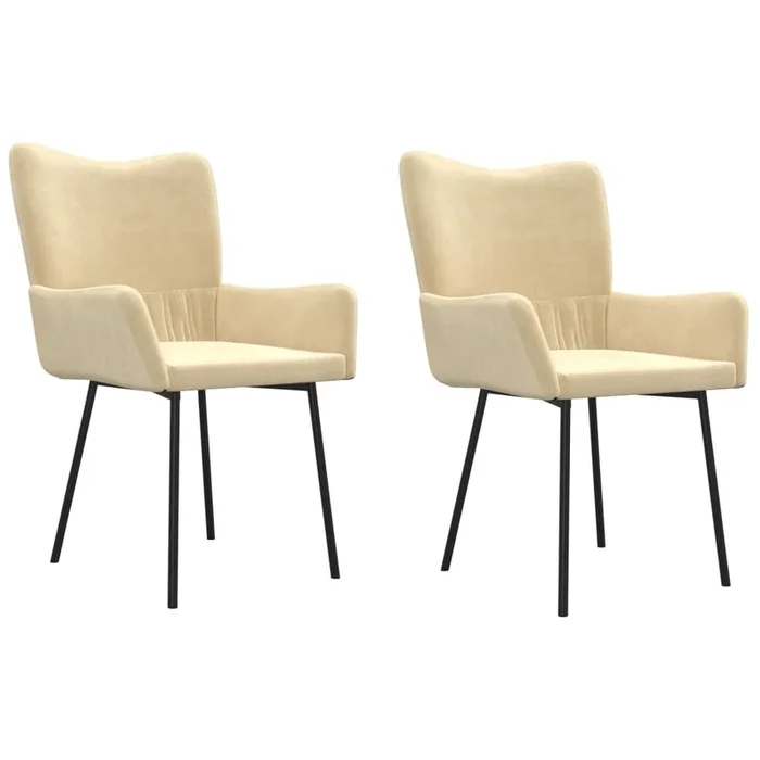 vidaXL Sillas de comedor 2 unidades terciopelo crema (7)