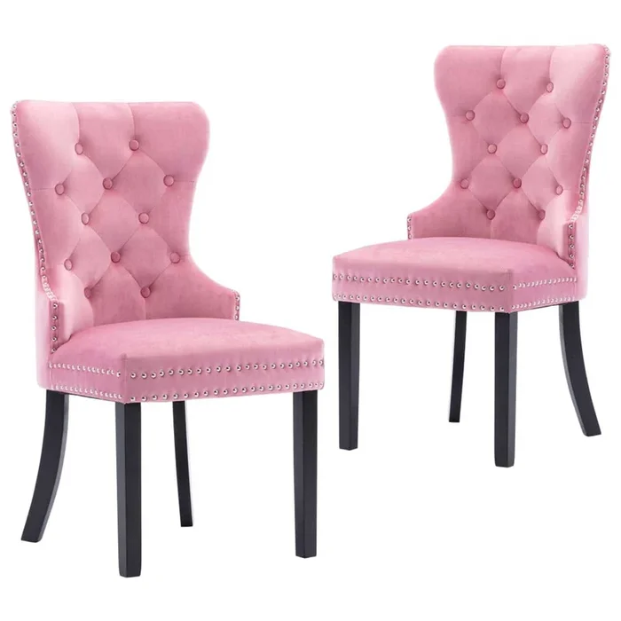 vidaXL Sillas de comedor 2 unidades terciopelo rosa