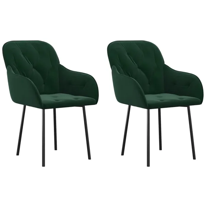 vidaXL Sillas de comedor 2 unidades terciopelo verde oscuro (10)