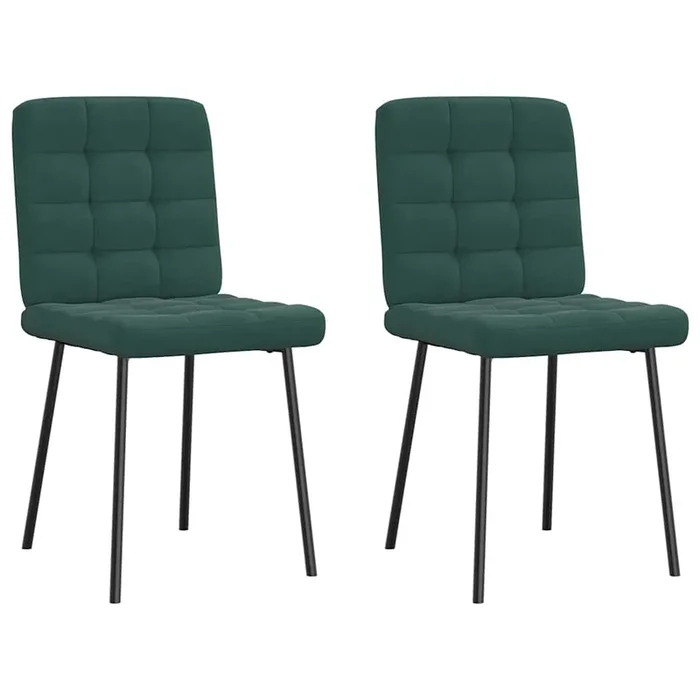 vidaXL Sillas de comedor 2 unidades terciopelo verde oscuro (13)