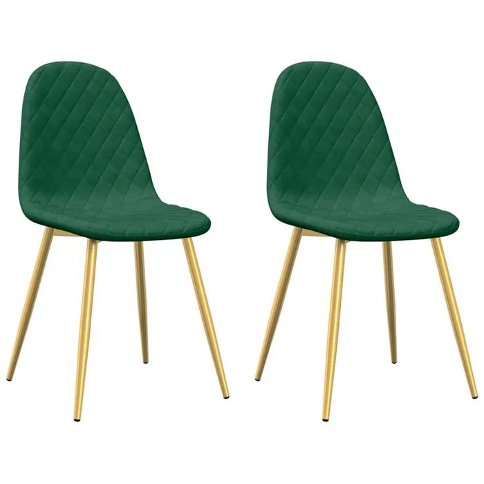 vidaXL Sillas de comedor 2 unidades terciopelo verde oscuro (14)