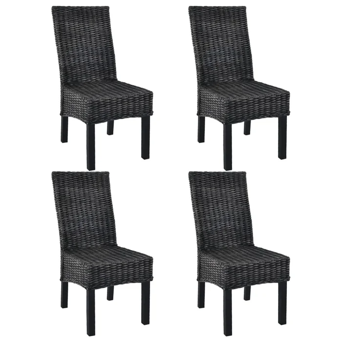 vidaXL Sillas de comedor 4 unidades ratán Kubu y madera mango negro