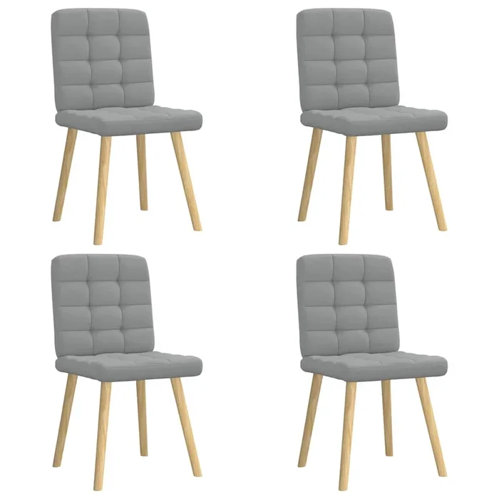 vidaXL Sillas de comedor 4 unidades tela gris claro (2)
