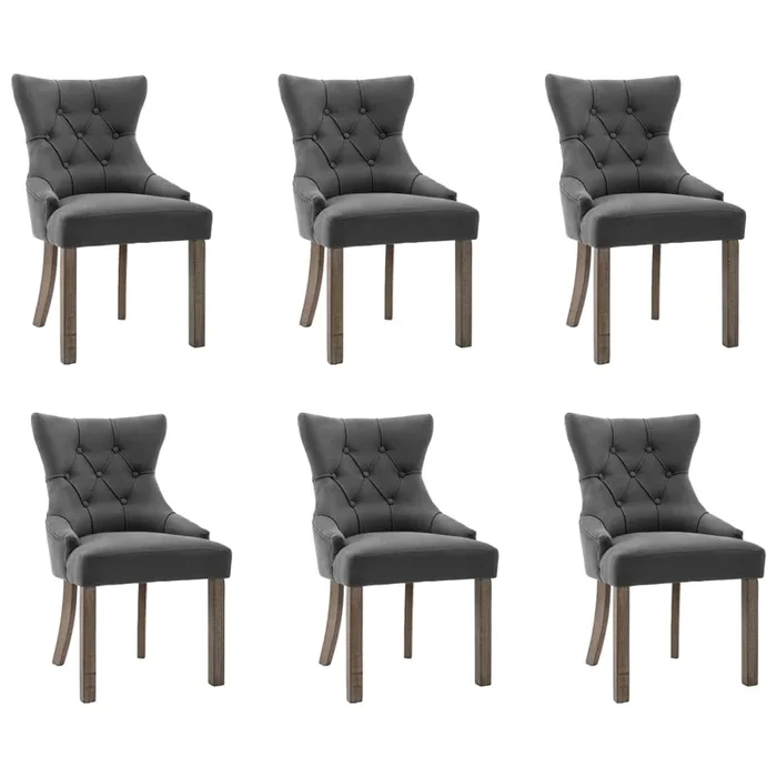 vidaXL Sillas de comedor 6 unidades tela gris