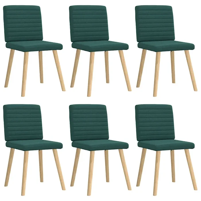 vidaXL Sillas de comedor 6 unidades tela verde oscuro (5)