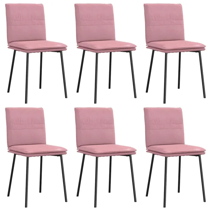 vidaXL Sillas de comedor 6 unidades terciopelo rosa (6)