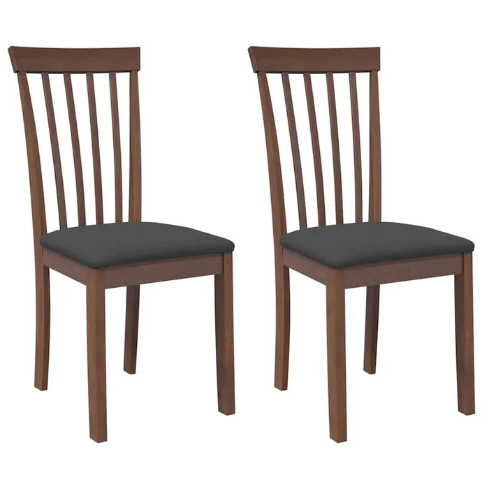 vidaXL Sillas de comedor con cojines 2 uds madera maciza marrón caucho (2)
