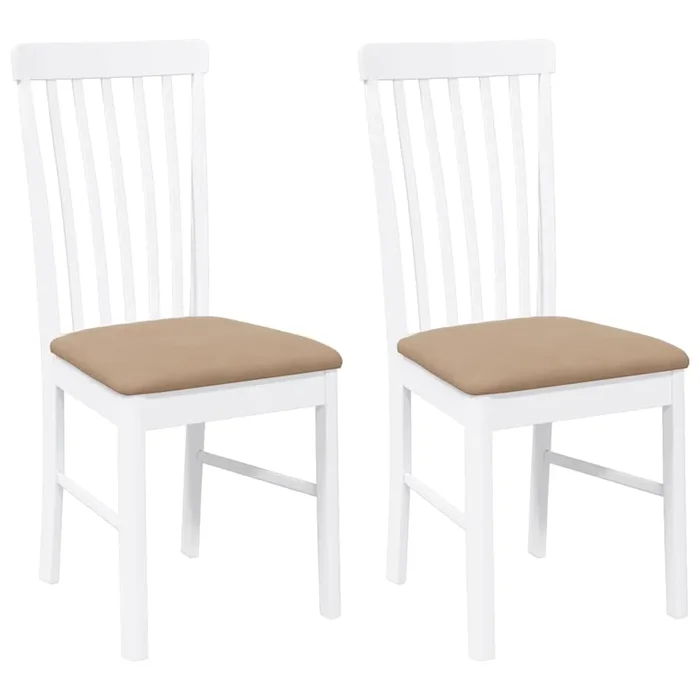 vidaXL Sillas de comedor con cojines 2uds madera maciza blanco caucho (18)