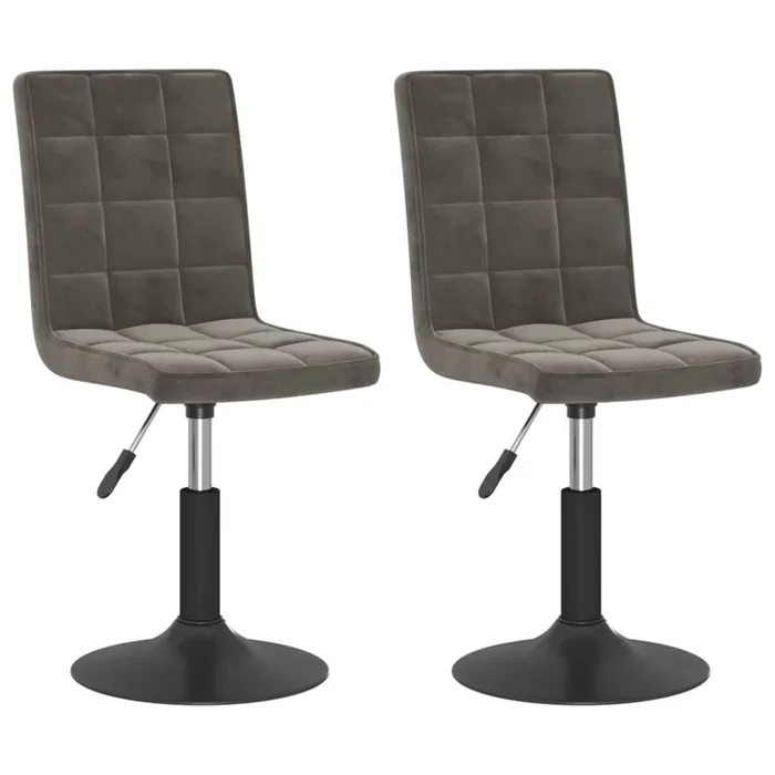 vidaXL Sillas de comedor giratorias 2 unidades terciopelo gris oscuro (2)