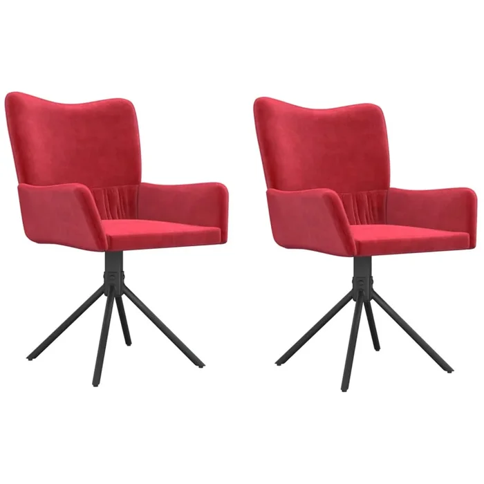 vidaXL Sillas de comedor giratorias 2 unidades terciopelo rojo tinto (5)