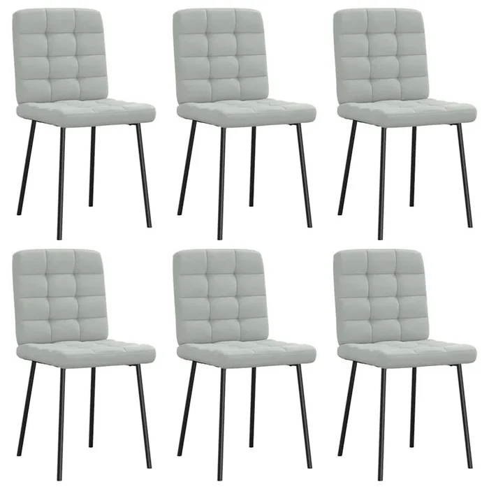 vidaXL Sillas de comedor giratorias 6 uds terciopelo gris claro (4)