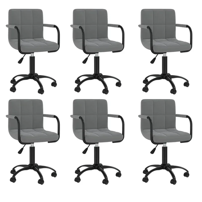 vidaXL Sillas de comedor giratorias 6 unidades terciopelo gris oscuro (5)