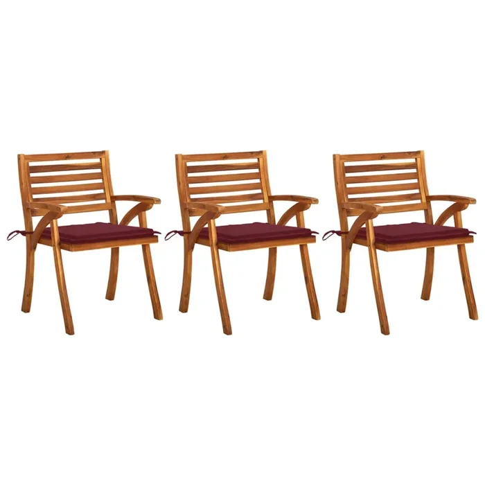 vidaXL Sillas de comedor jardín con cojines 3 uds madera maciza acacia (2)