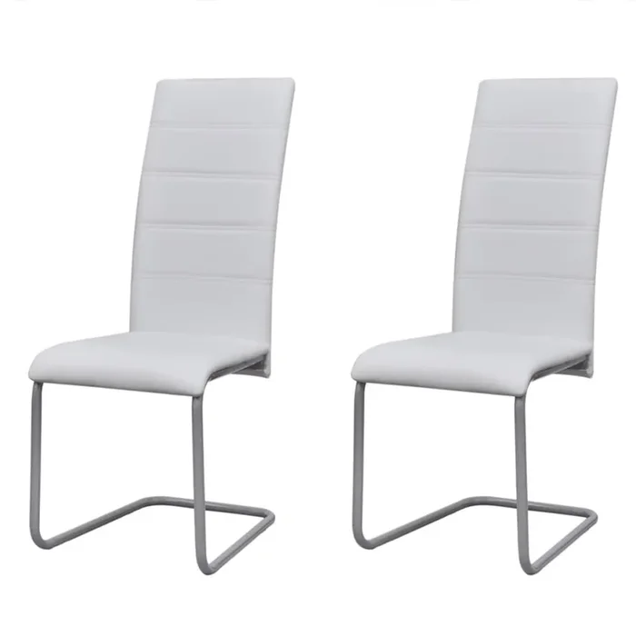 vidaXL Sillas de comedor voladizas 2 unidades cuero sintético blanco (2)